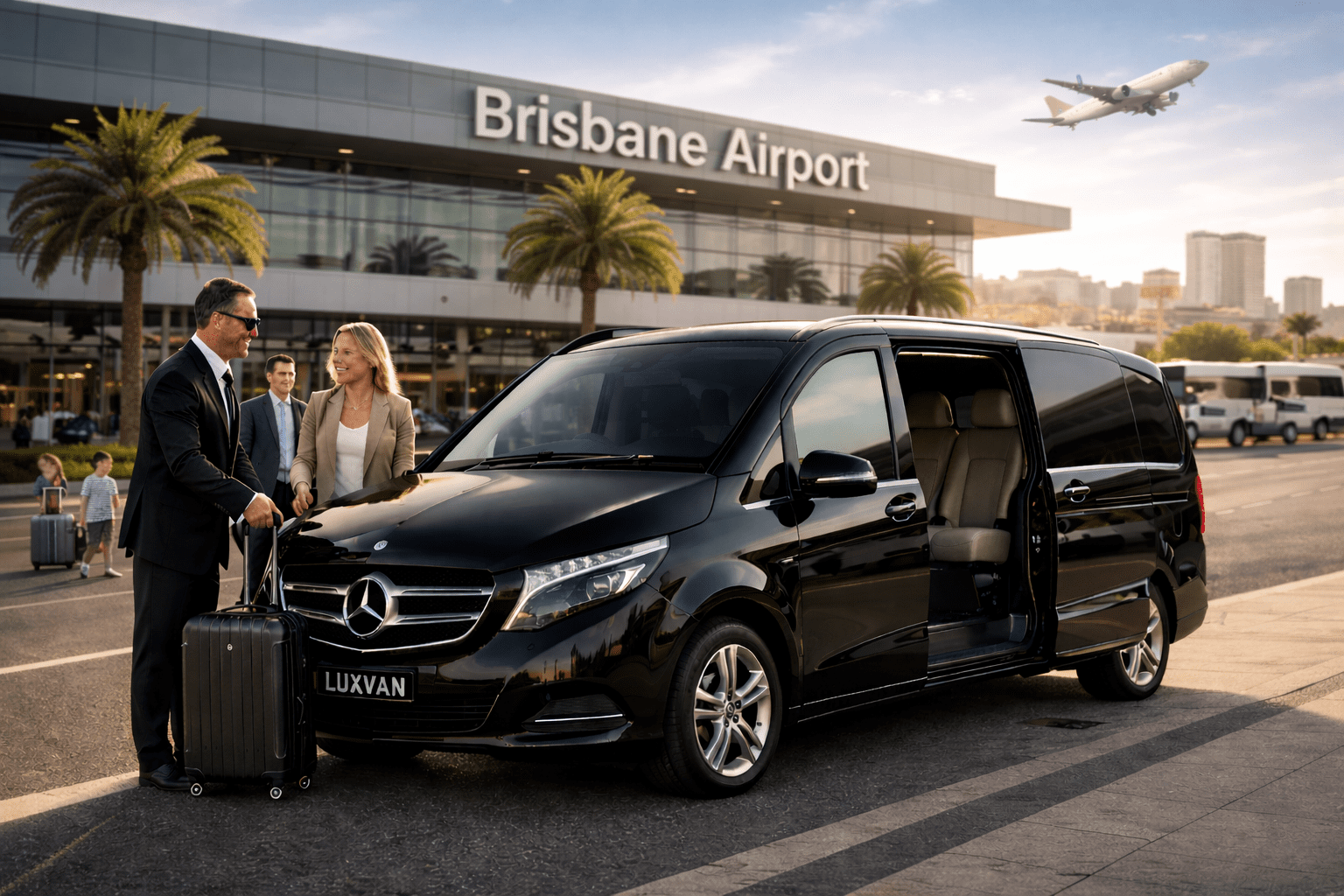 Luxury Brisbane airport transfer service with premium van and professional chauffeur